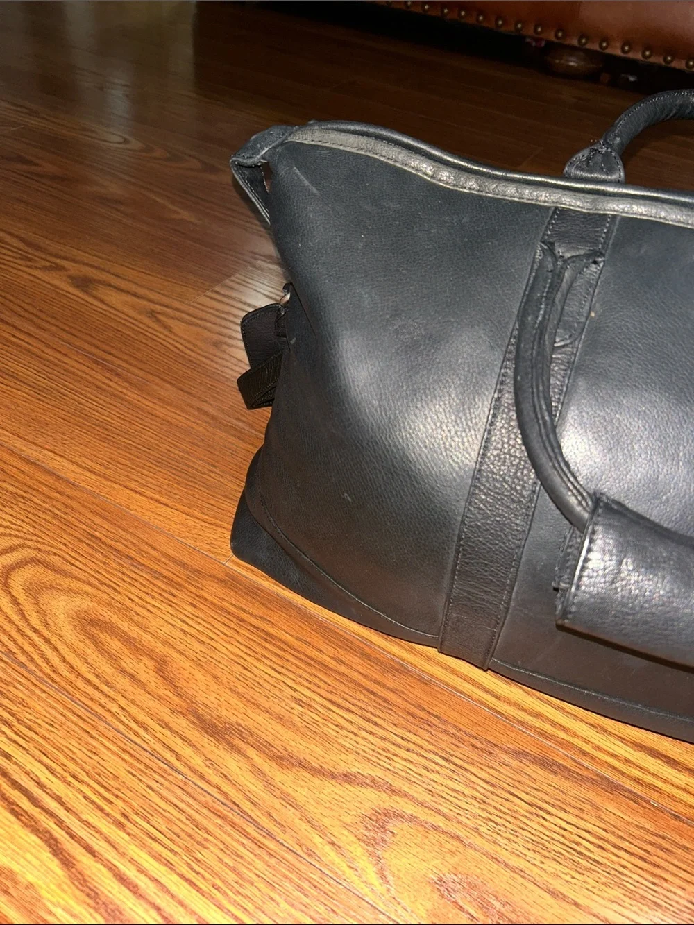 Canyon Outdoors Leather Good Black Soft Leather Weekender XL Duffle Bag - Men